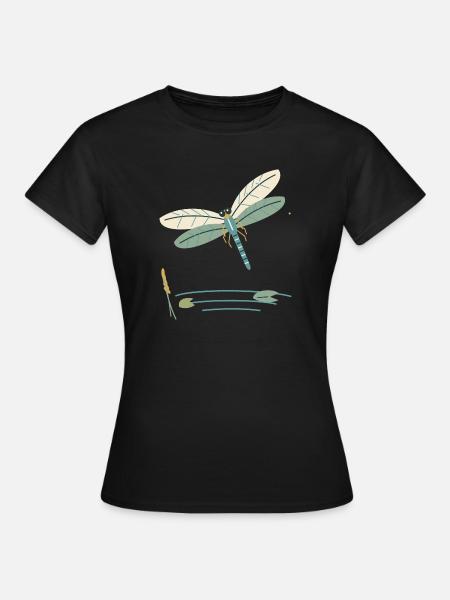Libelle über einem Gartenteich - Frauen T-Shirt - Schwarz