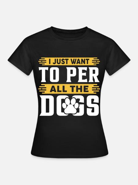 Ich will alle Hunde streicheln - Frauen T-Shirt - Schwarz