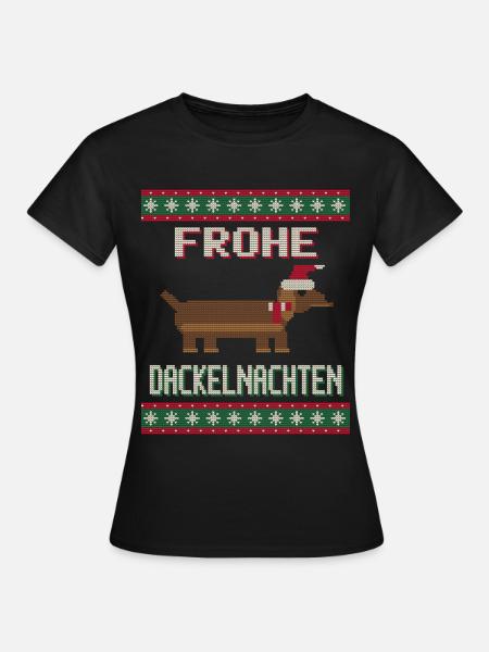 Frohe Dackelnachten - Frauen T-Shirt - Schwarz