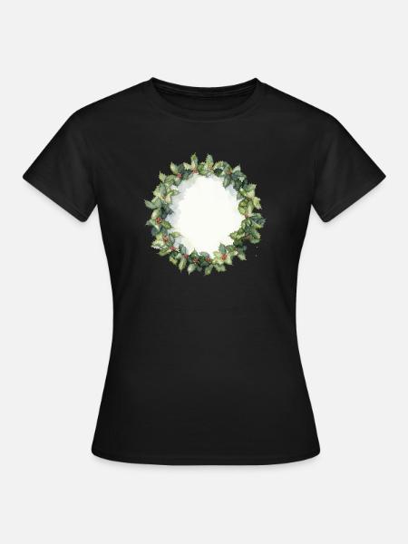 Wasserfarbener Christkranz - Frauen T-Shirt - Schwarz