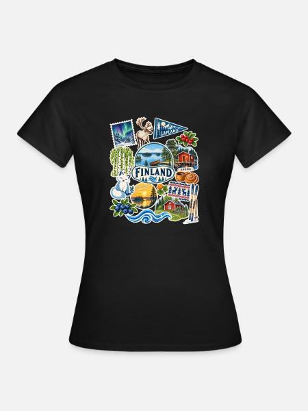 Finnland Reisesticker - Frauen T-Shirt - Schwarz