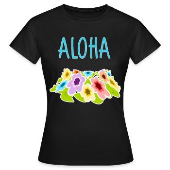 Aloha bunte Blumen Hawaii - Frauen T-Shirt - Schwarz - Vorne - AI Model Female 172 dark (172cm)