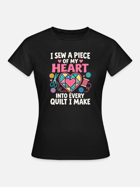 Ich nähe ein gestepptes Herz - Frauen T-Shirt - Schwarz