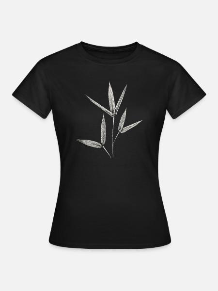 Bambus Botanischer Blätterdruck - Frauen T-Shirt - Schwarz