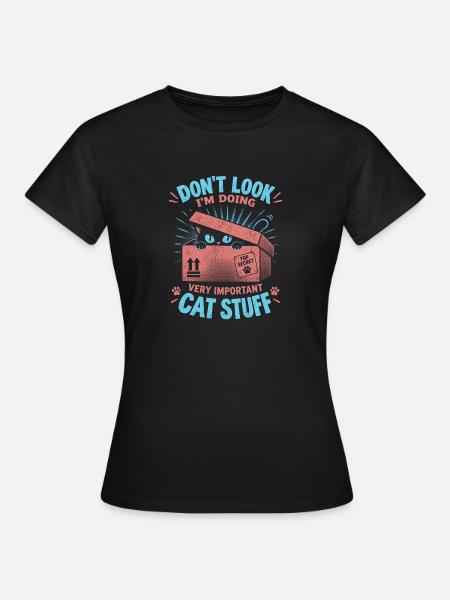 Katzengeheimnis im Karton - Frauen T-Shirt - Schwarz