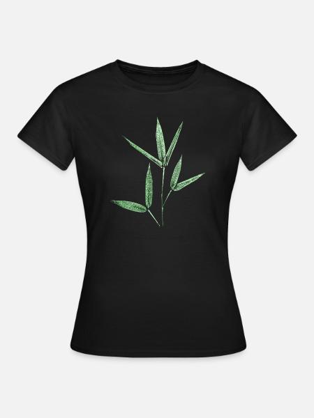 Bambus / Botanische Blätter -  - Frauen T-Shirt - Schwarz