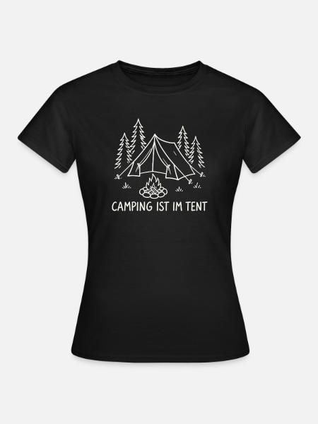 Camping im Tent Waldsilhouette - Frauen T-Shirt - Schwarz
