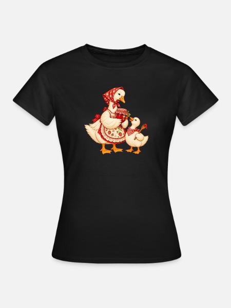 Baka Gans mit Enkel – Omas Marmelade - Frauen T-Shirt - Schwarz