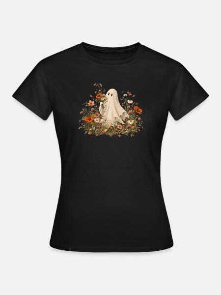 Halloween Geist im Blumenbeet - Frauen T-Shirt - Schwarz