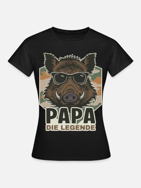 Papa die Legende Wildschwein - Frauen T-Shirt - Schwarz