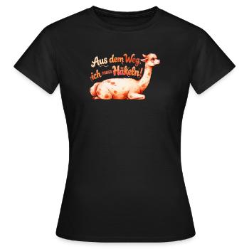 Aus dem Weg ich muss Häkeln Alpaka Geschenk - Frauen T-Shirt - Schwarz - Vorne - AI Model Female 172 dark (172cm)