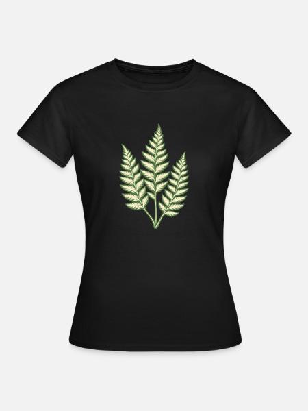 Farn im Linoleumschnitt - Frauen T-Shirt - Schwarz