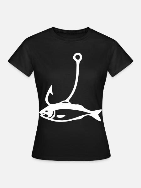 Hakenfisch Silhouette - Frauen T-Shirt - Schwarz