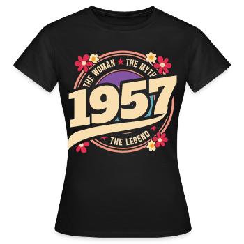 1957 70 Jahre Jubiläum Vintage Woman - Frauen T-Shirt - Schwarz - Vorne - AI Model Female 172 dark (172cm)