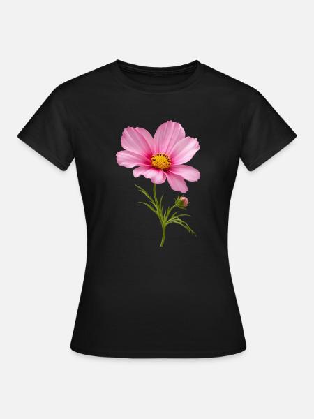 Pink Flower Nahaufnahme - Frauen T-Shirt - Schwarz