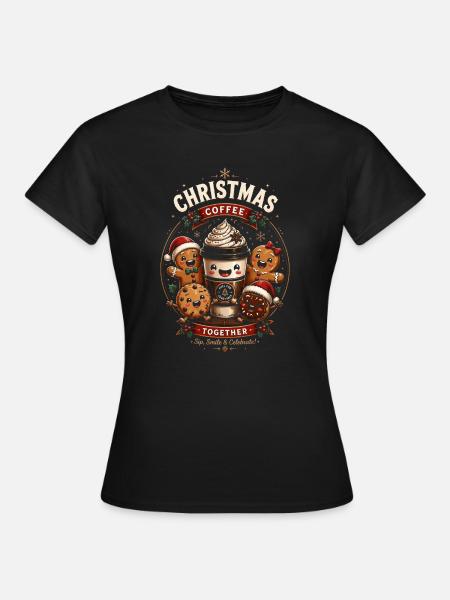 Weihnachtskaffee-Gourmet-Festset - Frauen T-Shirt - Schwarz