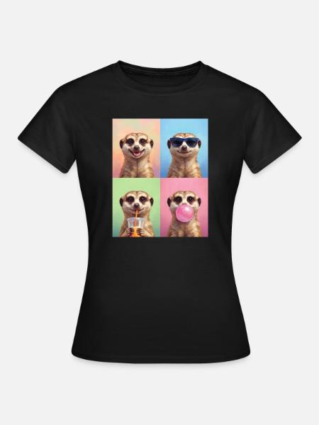 Meerkat Erdmännchen - Frauen T-Shirt - Schwarz