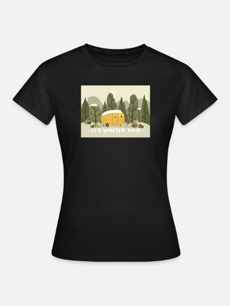 Retro Wohnmobil Winter Ready - Frauen T-Shirt - Schwarz