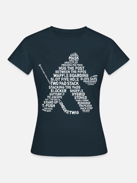 Goalie Lingo - Grunge Text-Version (white print) - Frauen T-Shirt - Navy