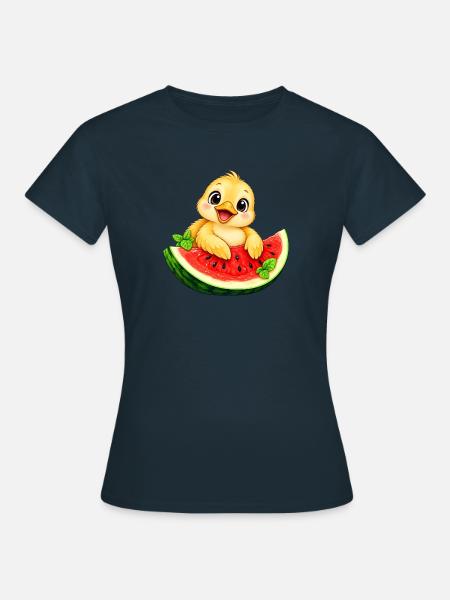 Süßes Küken Cartoon Sommer Melone - Frauen T-Shirt - Navy