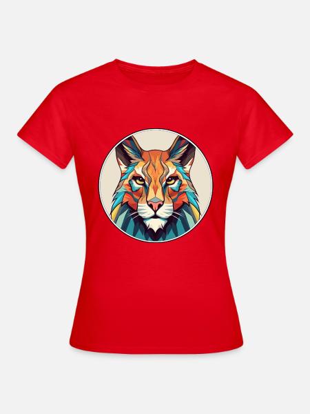 Luchs Buntes Cartoon-Kawaii-Tier - Frauen T-Shirt - Rot