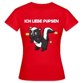 Ich Liebe Pupsen Stinktier Pups Furz Lustiges - Frauen T-Shirt - Rot - Vorne - AI Model Female 172 dark (172cm)