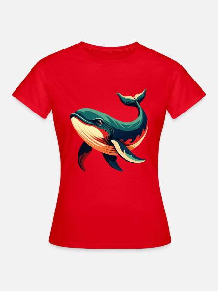 Wal Cartoon Figur Buntes Haustier Tier - Dame-T-shirt - rød