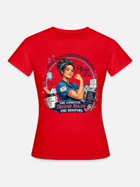 SchwesterPower: Tausend Rollen Berufung - Frauen T-Shirt - Rot