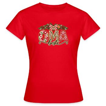 Beste Oma – Weihnachten Patchwork - Frauen T-Shirt - Rot - Vorne - AI Model Female 172 dark (172cm)