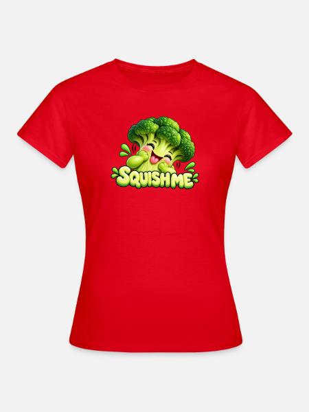 Squishme Brokkoli Cartoon - Frauen T-Shirt - Rot