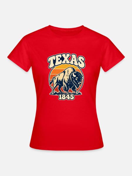 Texas Bison Sunset 1845 - Frauen T-Shirt - Rot