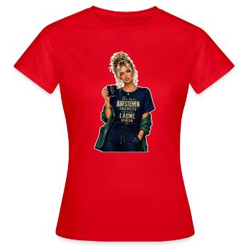 Aufstehenstimmung Morgenkick - Frauen T-Shirt - Rot - Vorne - AI Model Female 172 dark (172cm)