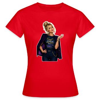 Frage dich ständig: hä? - Frauen T-Shirt - Rot - Vorne - AI Model Female 172 dark (172cm)