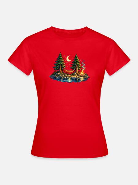Moonlight Hammock – Auszeit unter Sternen - Frauen T-Shirt - Rot