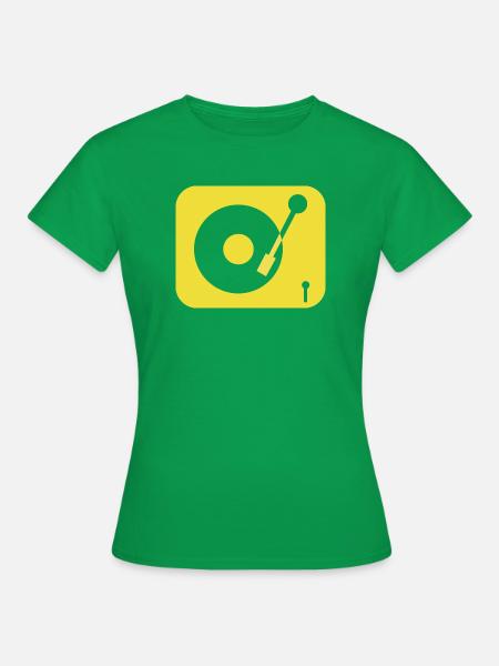 retro T-Shirt Vinyl - Shirt Plattenspieler vintage - Frauen T-Shirt - Kelly Green