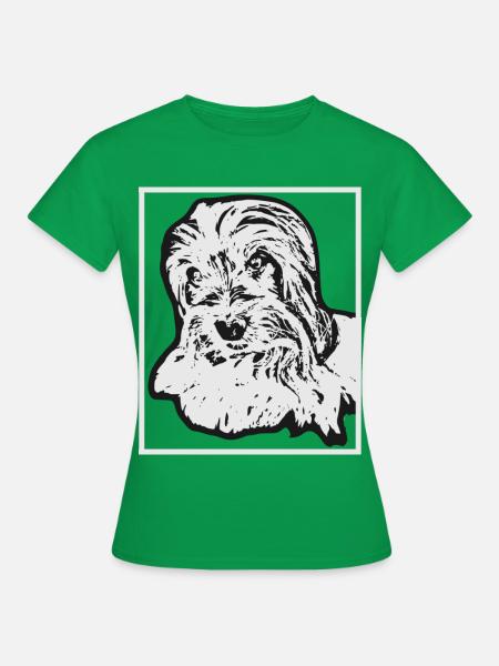 Biewer Terrier Hundeportrait Zeichnung - Frauen T-Shirt - Kelly Green