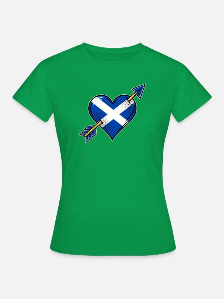 Schottland Flagge Herz mit Pfeil - Frauen T-Shirt - Kelly Green