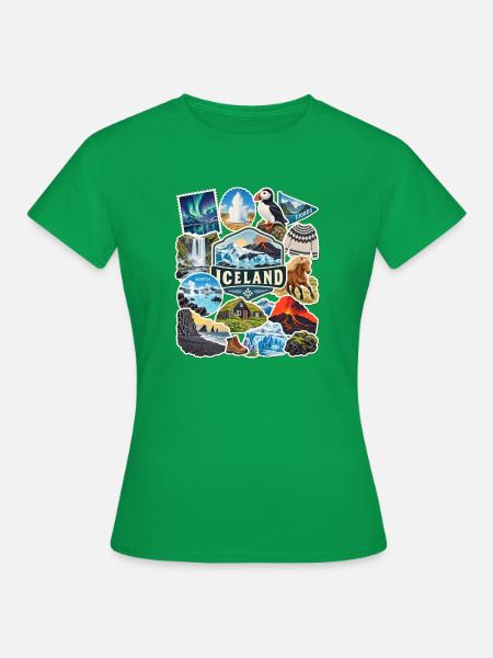 Island Reisesticker - Frauen T-Shirt - Kelly Green