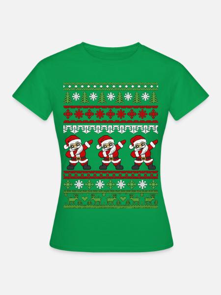 Dabbender Weihnachtsmann – Ugly Christmas Strickmu - Frauen T-Shirt - Kelly Green