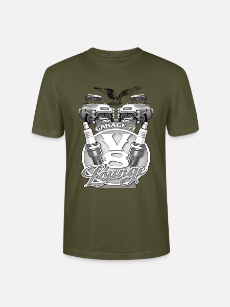 V8 Garage Lounge Oldtimer - Stanley/Stella Unisex Bio-T-Shirt CRAFTER - Khaki