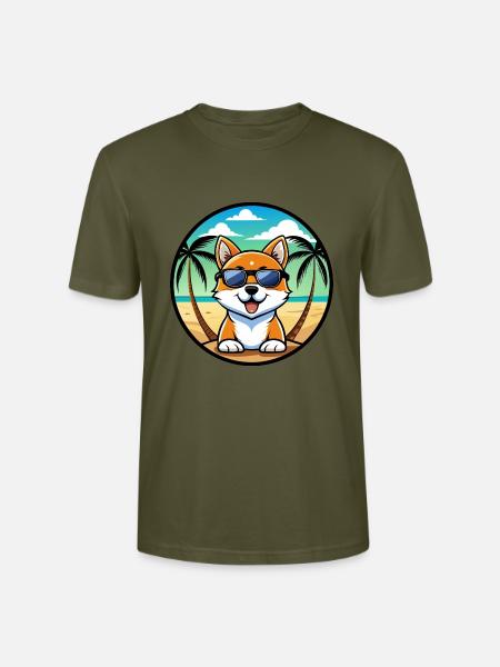 Hokkaido Hondenras Cartoon Zonnebril Strand - Stanley/Stella Uniseks bio-T-shirt CRAFTER - kaki