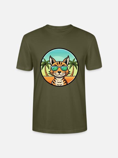Ocicat Breed Cartoon Sunglasses Beach - Stanley/Stella CRAFTER Unisex Organic T-Shirt - khaki