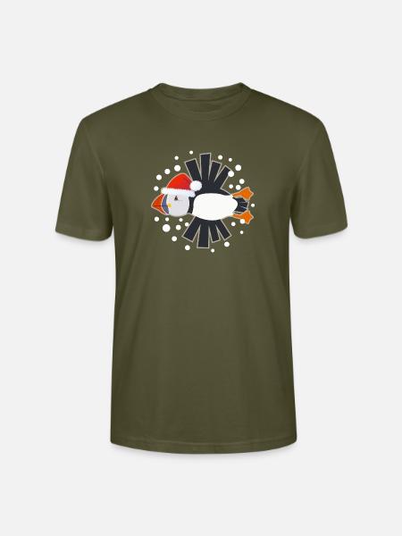 Weihnachts-Puffin - Stanley/Stella Unisex Bio-T-Shirt CRAFTER - Khaki