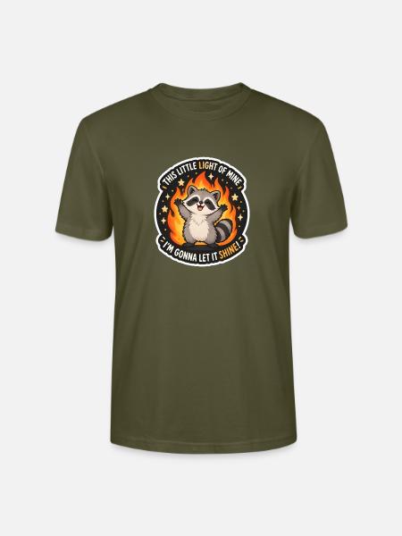 Waschbär im Flammen-Schein - Stanley/Stella Unisex Bio-T-Shirt CRAFTER - Khaki