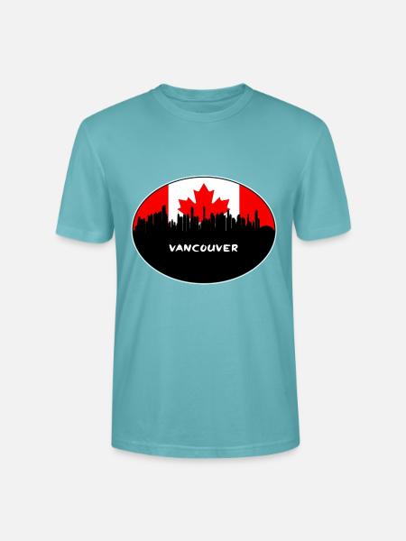 Vancouver-Kanada-Flaggen-Skyline-Schattenbild-Reise - Stanley/Stella Unisex Bio-T-Shirt CRAFTER - Pastelltürkis