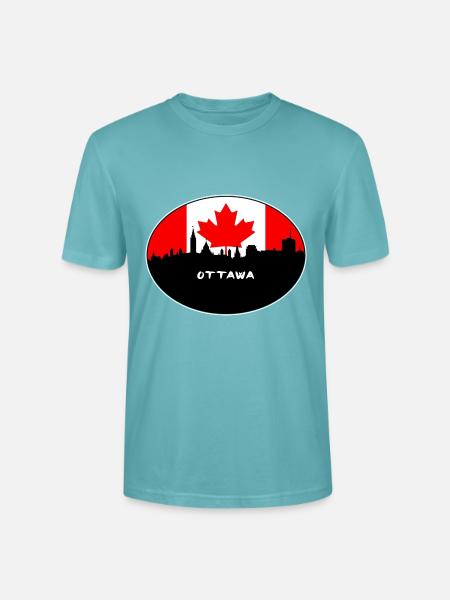 Ottawa-Kanada-Flaggen-Skyline-Schattenbild-Reise - Stanley/Stella Unisex Bio-T-Shirt CRAFTER - Pastelltürkis