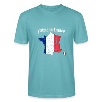 ICH LIEBE FRANKREICH - T-Shirt - Stanley/Stella Unisex Bio-T-Shirt CRAFTER - Pastelltürkis - Vorne - Alina (178cm) & Michal (187cm)
