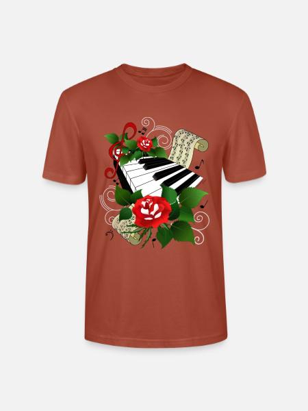 Klaviatur mit Rosen - Stanley/Stella Unisex Bio-T-Shirt CRAFTER - Terrakotta