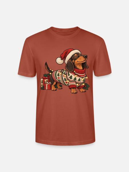 Weihnachts Dackel – Norwegerpullover Winter - Stanley/Stella Unisex Bio-T-Shirt CRAFTER - Terrakotta