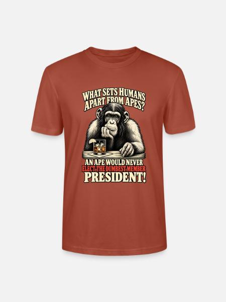 Affe gegen Präsident Satire Tee - Stanley/Stella Unisex Bio-T-Shirt CRAFTER - Terrakotta